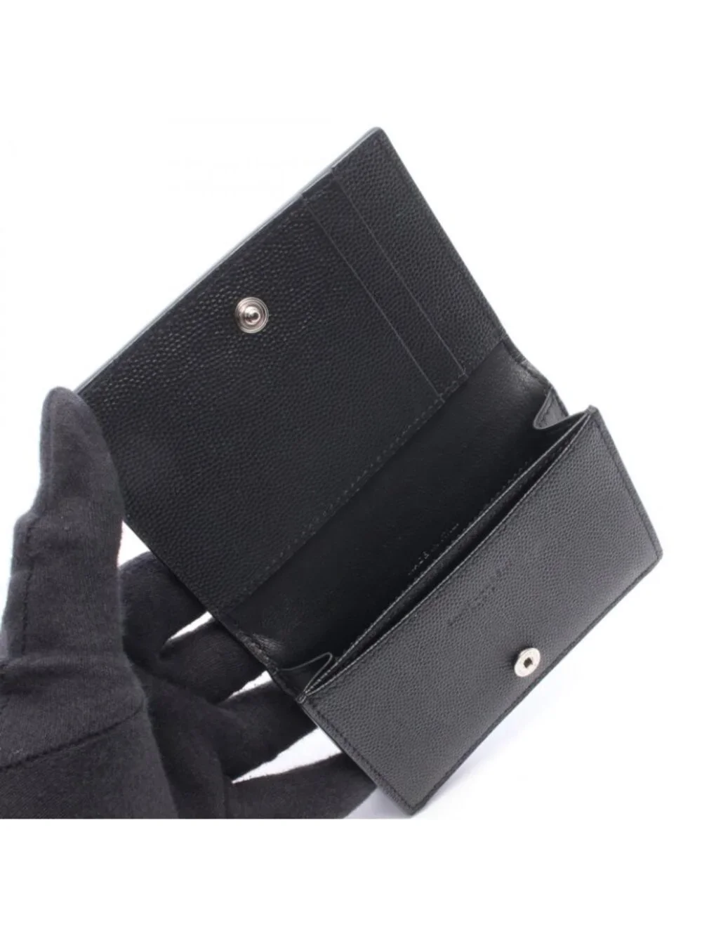 Saint Laurent Paris Card Slot Black Leather